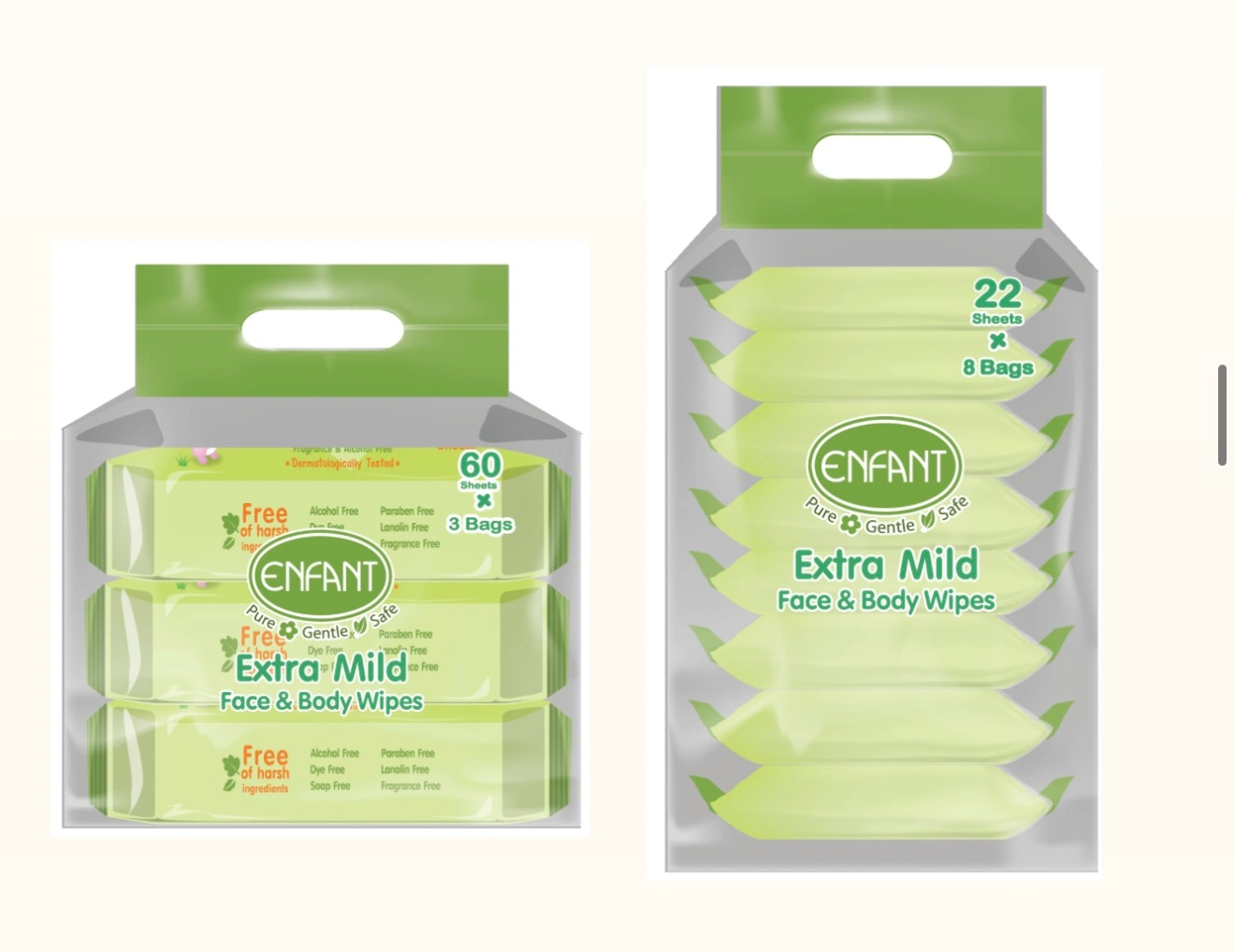 ENFANT Organic Plus Extra Mild Baby Wipes – 99% Pure Water & Plant-Based Face & Body Wipes (Fragrance-Free)