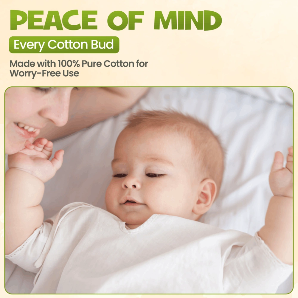 ENFANT Organic Cotton Buds - Dual-Tip Round & Spiral Safety Swabs (100% Pure Cotton)