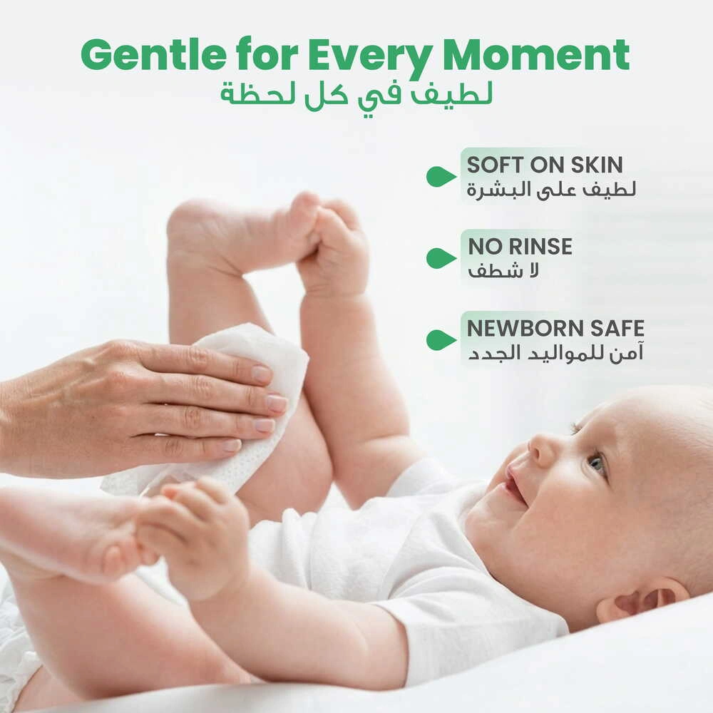 ENFANT Organic Plus Extra Mild Baby Wipes – 99% Pure Water & Plant-Based Face & Body Wipes (Fragrance-Free)