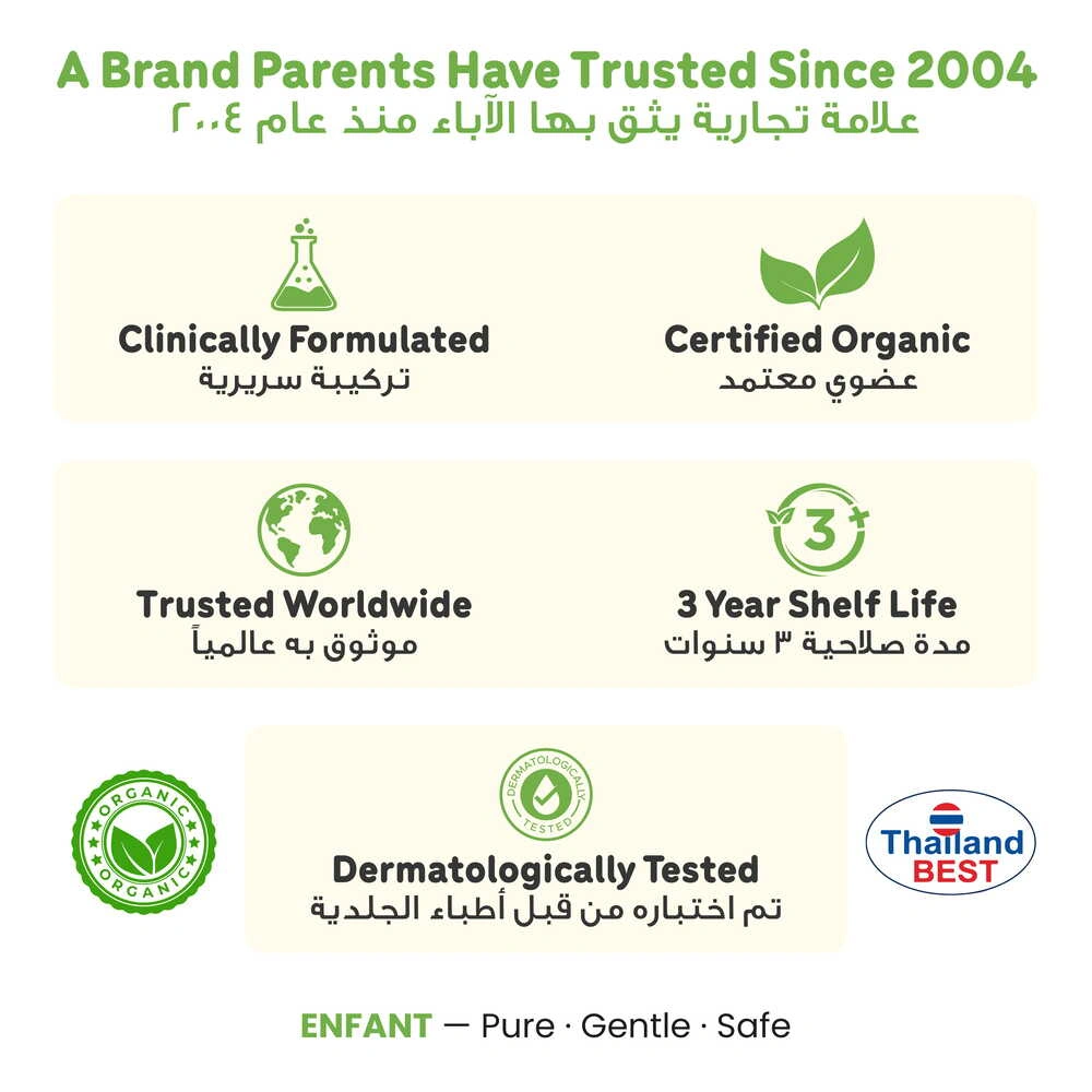 ENFANT Organic Kids Toothpaste - Fluoride-Free Apple Kiwi Mint (Safe if Swallowed) - 2 Years+